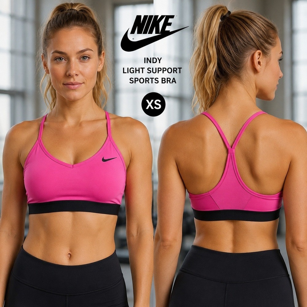Nike Indy Light Support Gym Workout Sports Bra Pink Black DD1675-623 Womens XS